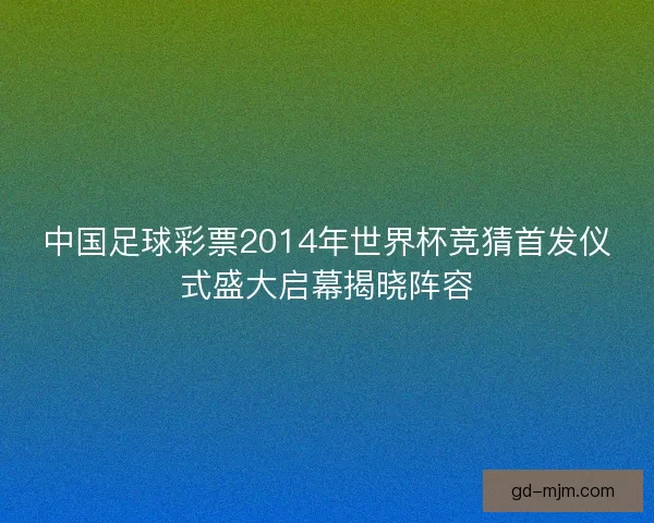 中国足球彩票2014年世界杯竞猜首发仪式盛大启幕揭晓阵容